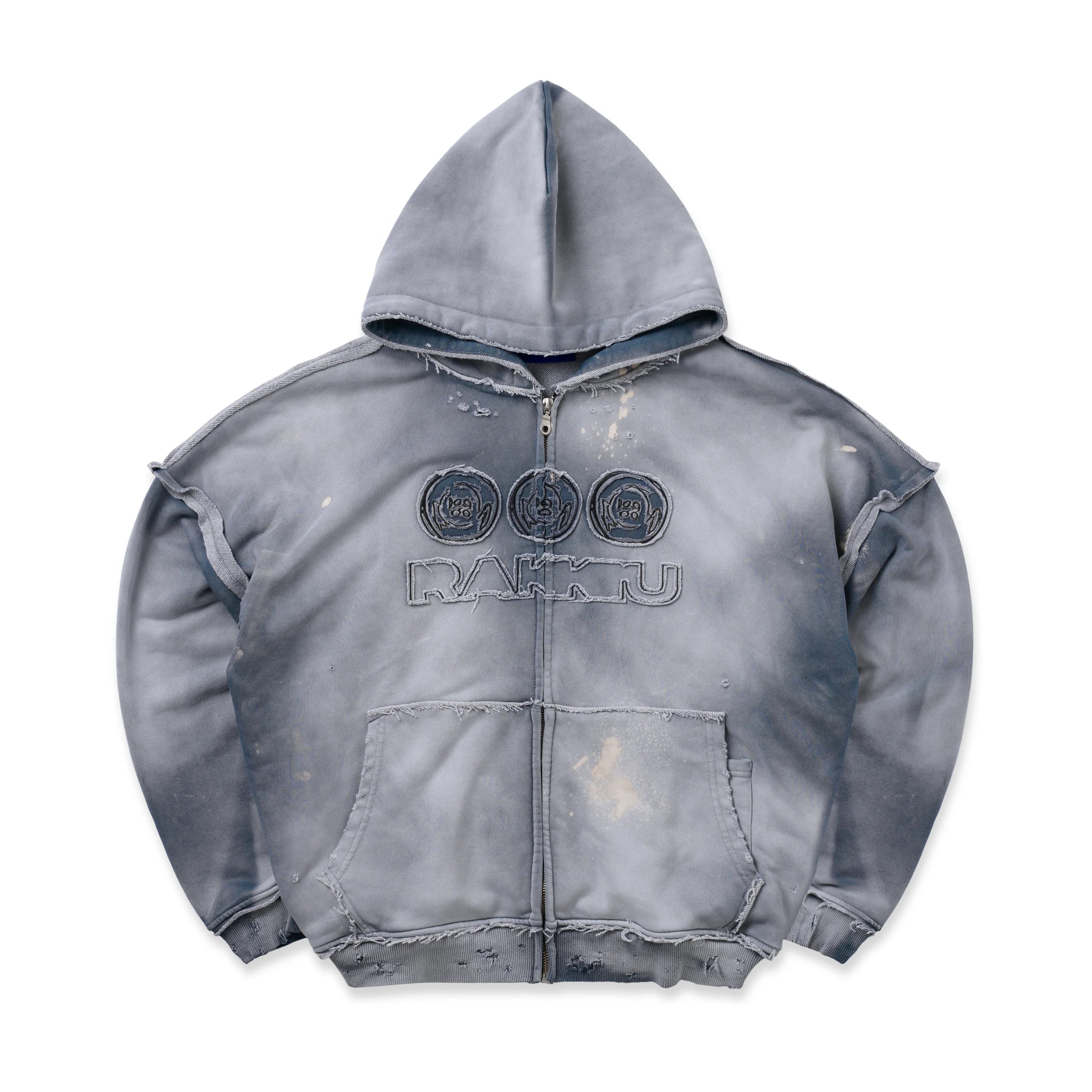 KU Washed Blue Zip Hoodie