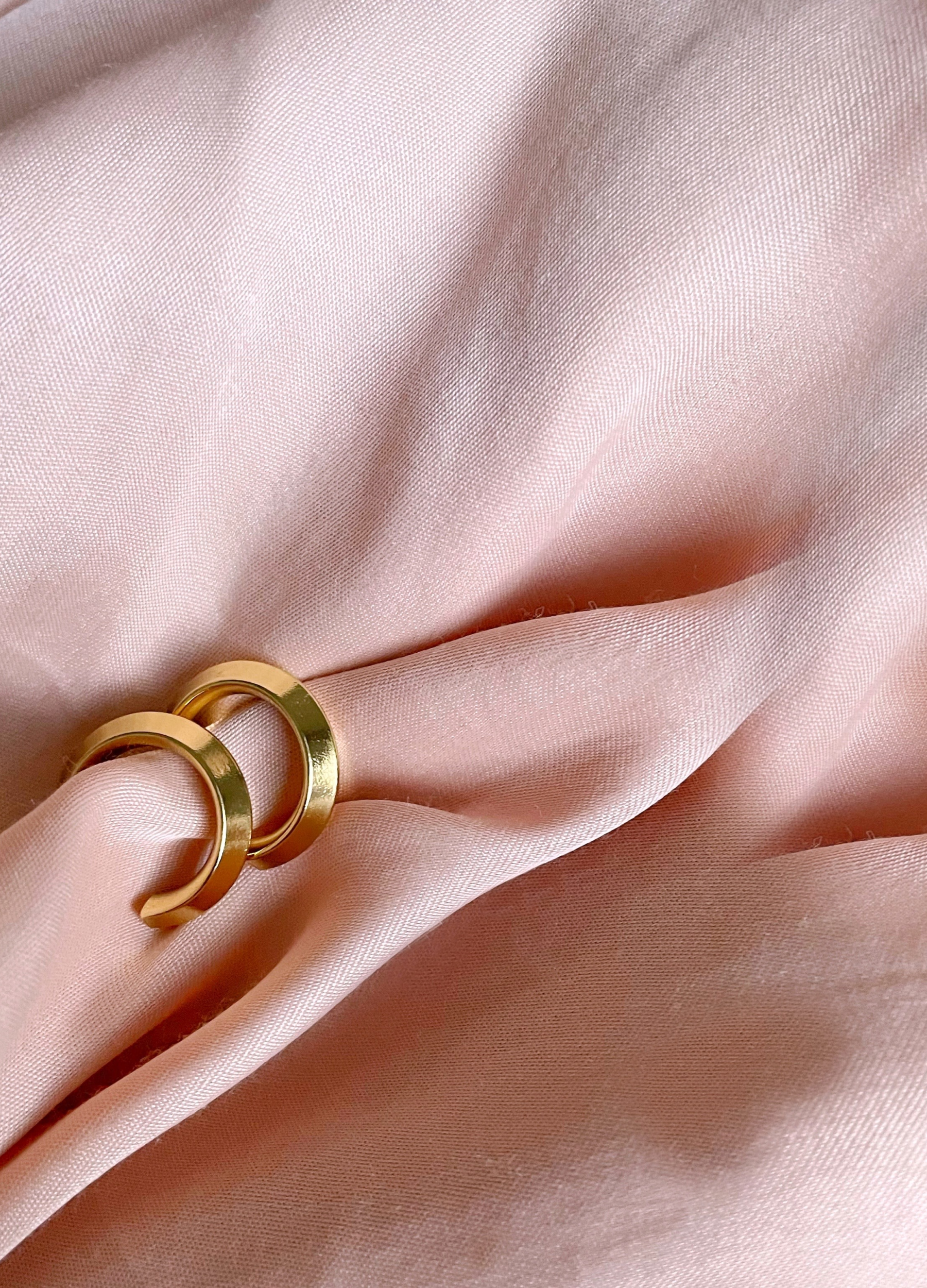 Gold Plated Stainless Steel Flattened Hoop Earrings