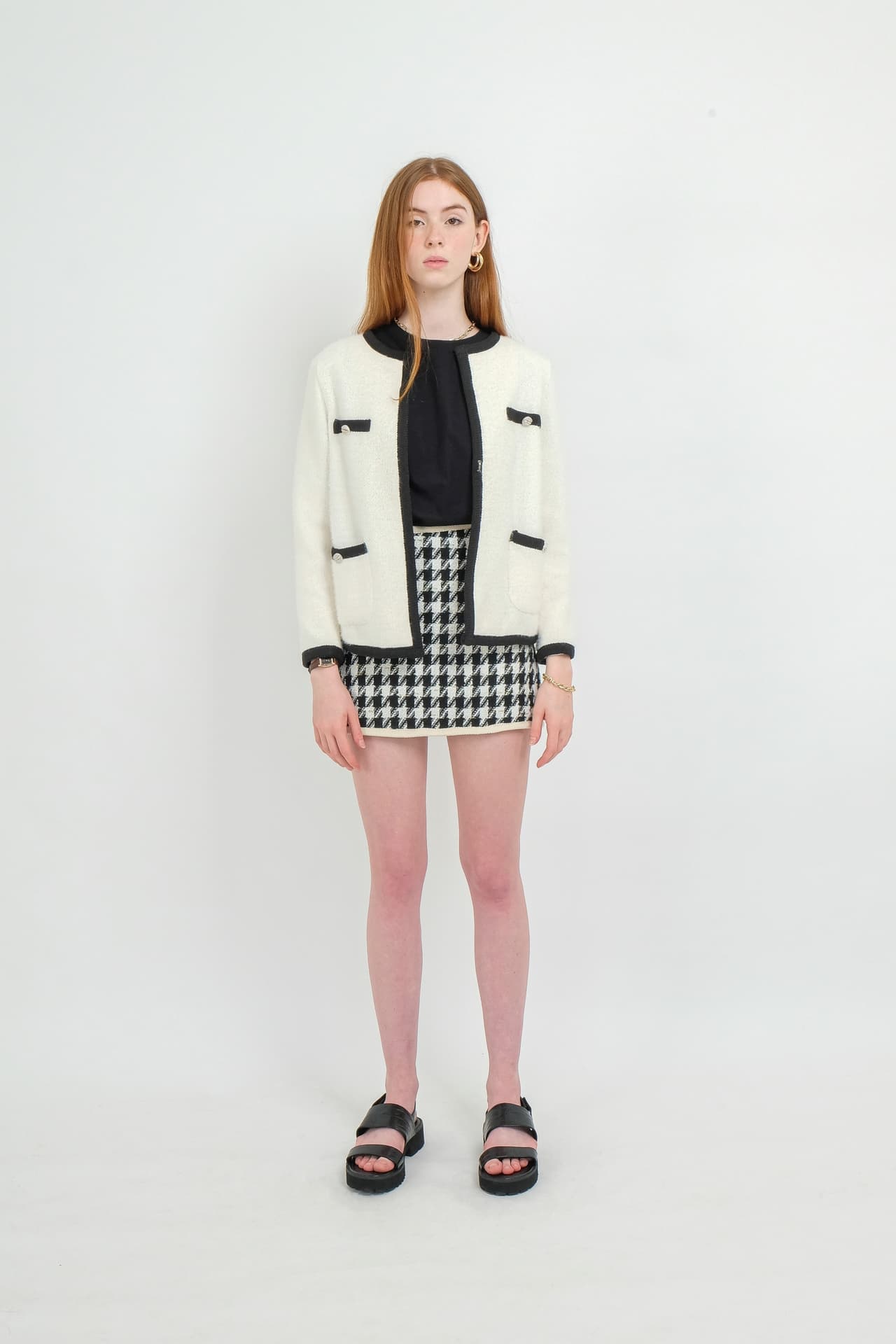 HOUNDE POINT CHECK MINI SKIRT