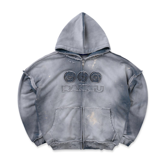 KU Washed Blue Zip Hoodie