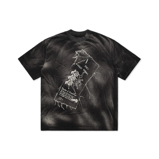 Washed Cotton Jersey T-shirt.

· Rib knit crewneck
· Distressing effect
· Logo graphic printed at front and back
· Fading throughout