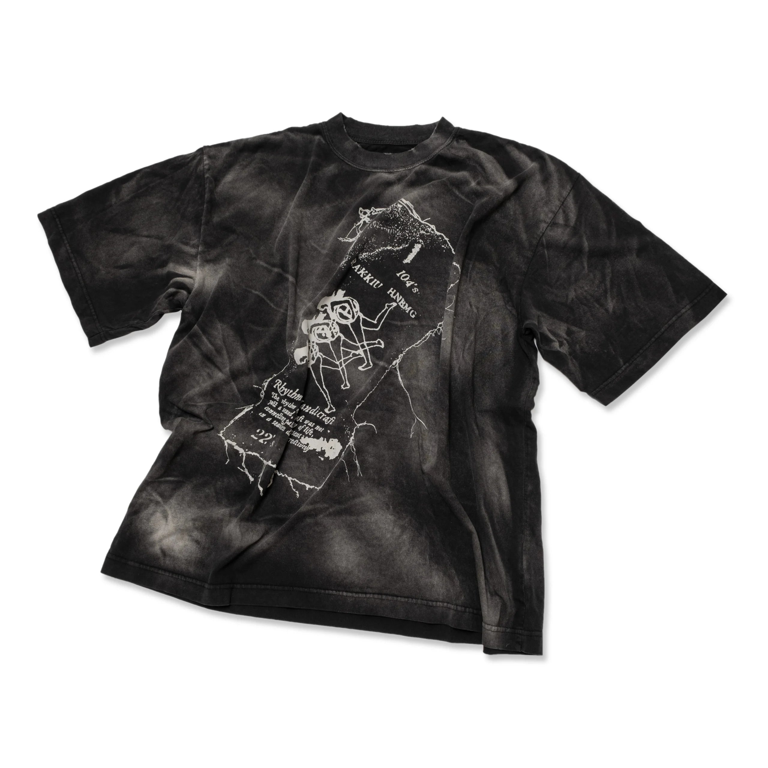 Washed Cotton Jersey T-shirt.

· Rib knit crewneck
· Distressing effect
· Logo graphic printed at front and back
· Fading throughout