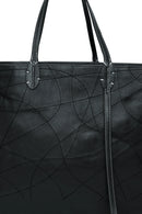 DOUGH Black Leather Tote Bag