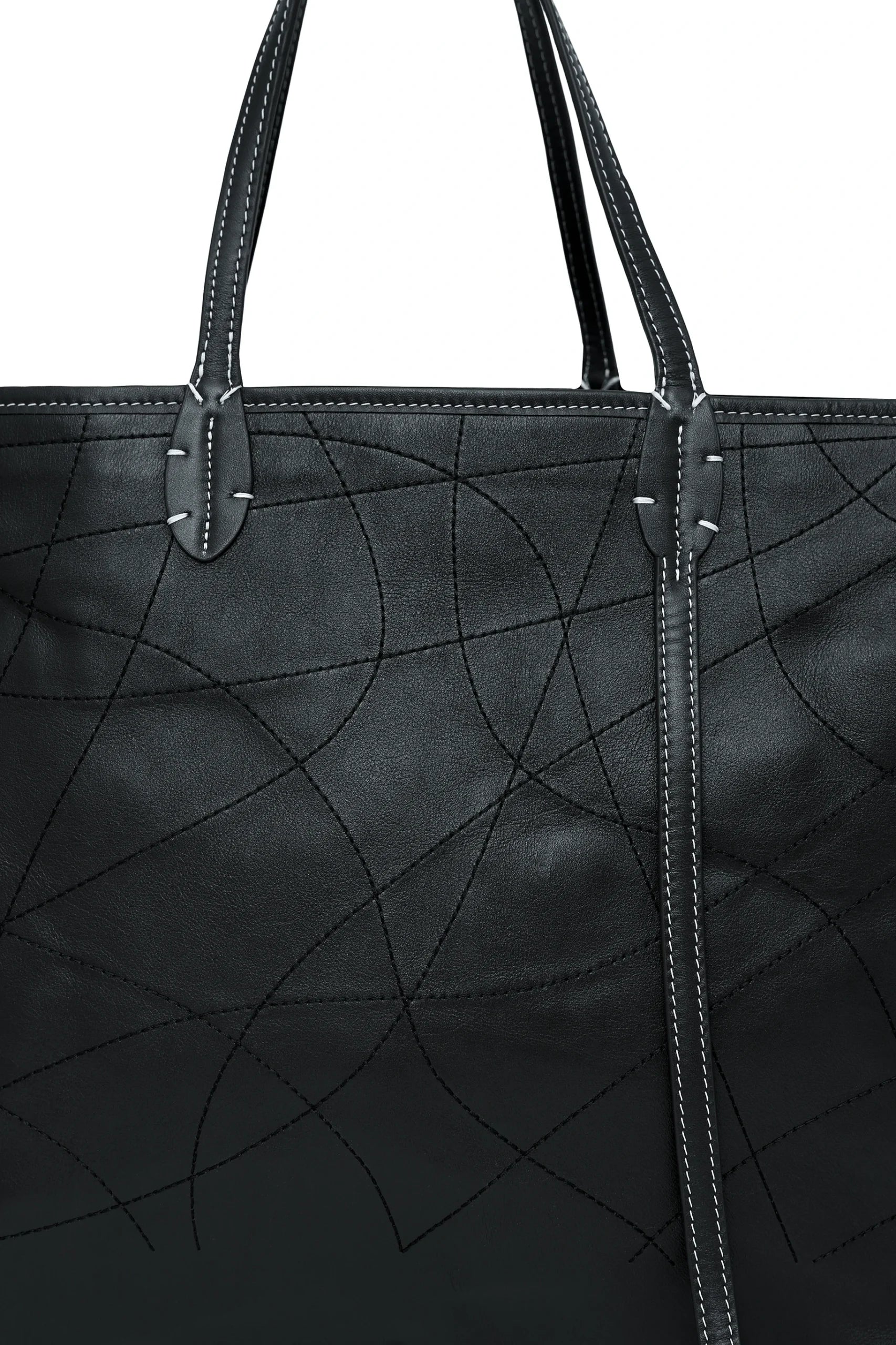 DOUGH Black Leather Tote Bag